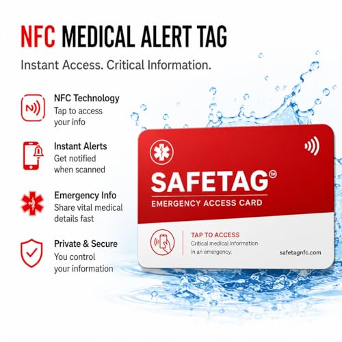 Vivélle Medical ID Card for Wallet, Emergency Info Access Card with Phone Notifications | Tap-To-View Medical Profile - First Responder Ready