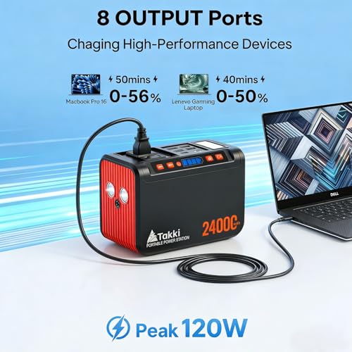 Takki 88.8Wh Portable Power Station, 120W Peak, 110V AC Outlet for Camping - color: Orange