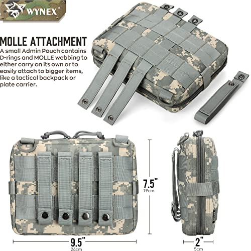 WYNEX Tactical Admin Molle Pouch, Medical EDC EMT Utility Bag Shell Design Attachment Pouches 1000D Nylon Hiking Belt Bags - color: ACU Camo
