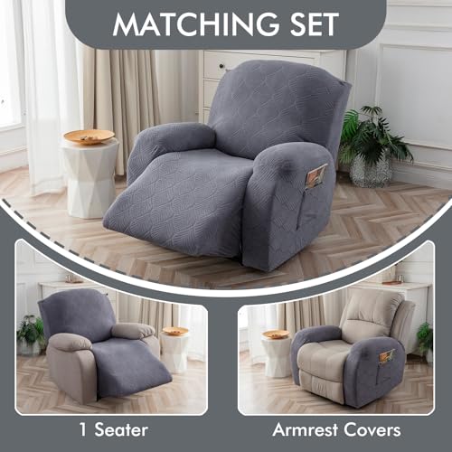 Waterproof Recliner Chair Cover Stretch Sofa Slipcover 1 Seater-XL | Spill and Stain Protection,Soft Pet-Friendly Fabric,Secure Stay-Put Fit,Washable Easy Care,Recliner Cover Furniture Protector - color: Dark Gray, size: 30"-37" 1 Seater XL