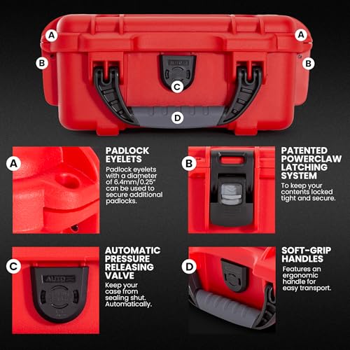 NANUK 904 Waterproof First Aid Box Empty with Lid Organizer & Dividers – Durable Medical First Aid Organizer Case, IP67-Rated, Dustproof, Impact-Resistant, Floats (10.2” x 7.9” x 4.5”) – Red - size: 904 - With Organizer