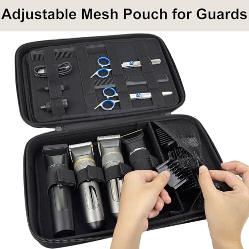Barber Bag Clipper Case, Barber Carrying Case Organizer Box-Black | Adjustable Shoulder Strap, Mens Barber Accessories Bag for Clippers and Supplies, Hard Travel Case for Hair Cutting Grooming - color: Black