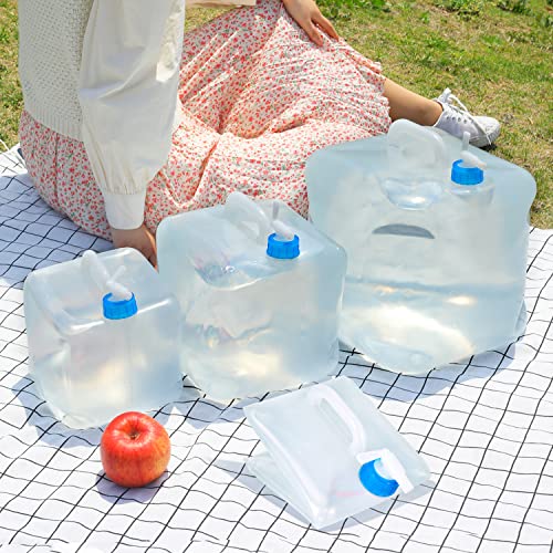 2 Pack Collapsible Water Container with Spigot, Foldable Cube Water Jugs Portable Water Storage for Outdoors Camping Hiking Disaster Preparedness & Survival Gear 1.4/2.6/4/5.3 Gallon - size: 5.3Gallon, style: Stylea