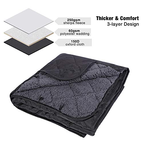REDCAMP Large Camping Blanket with Sherpa Lining, Black 79"x59" - color: Black, size: 59"x 79"