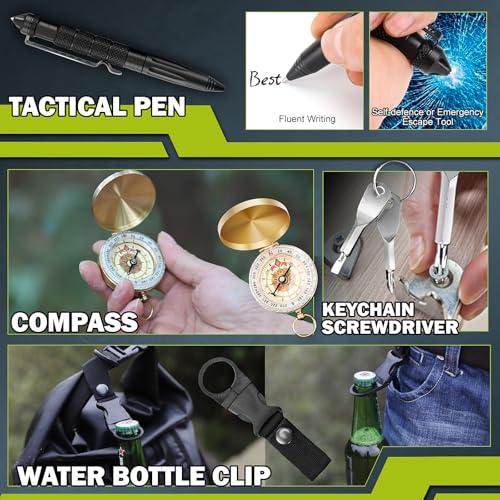 Survival Kit 17 in 1, Survival Gear and Supplies for Adult Teen Men, Survival Case, 2025 Xmas Holiday Surprise Gift for Fishing Hunting Camping Outdoor Adventure Gifts for Men Fathers Day