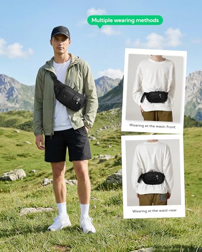 WATERFLY Fanny Pack Waist Bag: 3L Large RFID Anti-Theft with 9 Pockets - color: Black