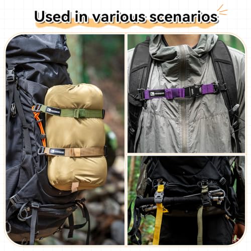 4 Pcs Tactical Molle System Backpack Straps and Buckles Set -Adjustable 19.49" Pack Attachment Strap Accessories(Khaki) - color: Khaki