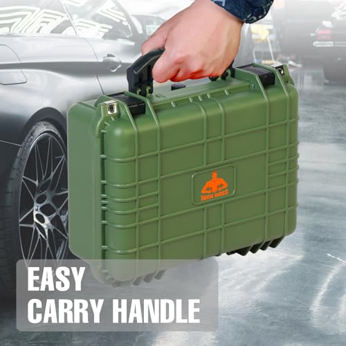 Jack Boss Waterproof Hard Camera Case with Pre-cut Foam,Green | Portable Protective Hard Shell Case With Updated Plastic Material,Fit Drones,Camera,Equipments,16x12.8x6.8 Inch - color: GREEN, size: 16x12.8x6.8 in