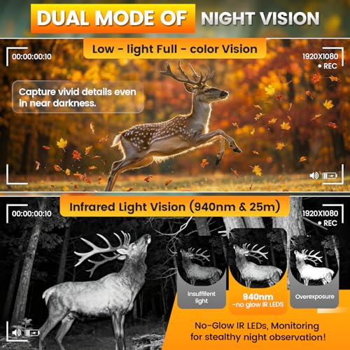 Trail Camera, 4G Cellular Dual Lens Trail Cameras 2.7K, 0.2s Fast Trigger Speed, Game Camera with Full Color Night Vision, No Glow IR, Motion Detection, No WiFi Needed, IP 65 Waterproof