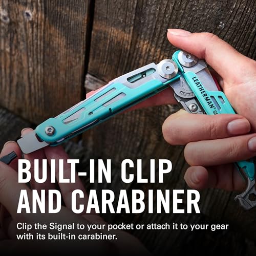 LEATHERMAN Signal 19-in-1 Multi-Tool, Aqua and Silver | Ferrocerium Fire Starter, Emergency Whistle & Diamond-Coated Sharpener for Camping, Hiking & Survival, Made in USA - color: Aqua/Silver