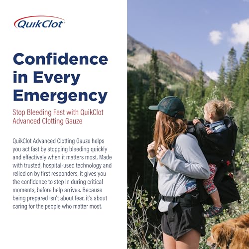 Adventure Medical Kits QuikClot Advanced Clotting Gauze - Stops Bleeding Up to 5X Faster Than Standard Gauze - Kaolin Hemostatic Dressing - for First Aid Kits & Survival Gear - 3 x 48 - size: 3 in x 4 ft