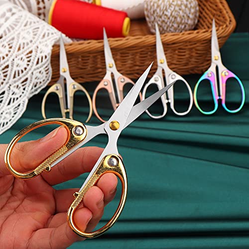 4.5" Cute Embroidery Scissors with Curved Tip for Sewing, Small Stainless Steel Sharp Scissors Craft Shear for DIY Craft Art Work Sewing Handicrafts Needlework Tool and Daily Use Gold - color: Gold