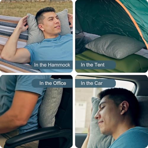 ACCURATEX Camping Pillow, Shredded Memory Foam Compressible Travel Pillow | 100% Cotton Breathable Cover, Small Backpacking Accessories, Sleeping Essentials, Portable Car Airplane Headrest Pillow - color: Navy