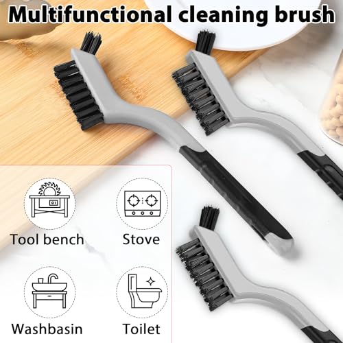 Reallnaive 50 Pcs Mini Wire Brush Set 7 Inch Stainless Steel Brass Nylon Bristles Small Wire Brushes for Rust Removal Paint Scrubbing Deep Cleaning(Nylon,Gray) - color: Gray
