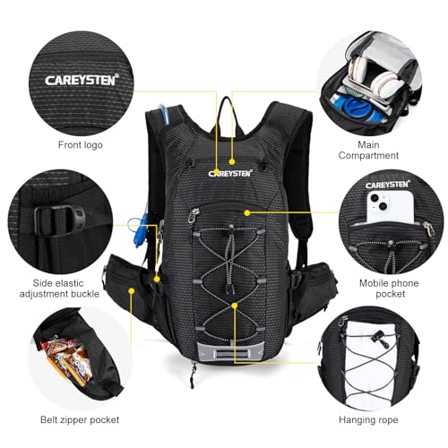 Carey STEN Hydration Backpack Hiking Pack Equipped 2L Water Bag - color: Black