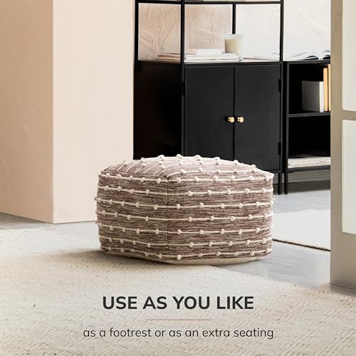 Anji Mountain 16" H x 22" W Handmade Pouf Ottoman for Living Room & Couch - color: Brownstone
