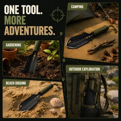 Camping Shovel 1PC - Portable Folding Survival Spade with Nylon Handle, Multi-Purpose Digging Tool for Gardening, Hiking, Travel, Car Emergency, Compact Outdoor Gear with Carrying Bag (Black,1) - color: Black