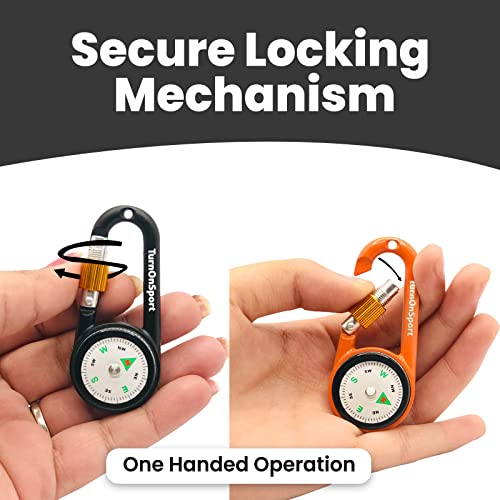 2 Pack Carabiner Clip On Compass Hiking - Compact Compass Keychain Backpacks | Small Pocket Magnetic Compass Keychain for Kids - Twist Lock | Keyring Keychains Outdoor Survival Camping