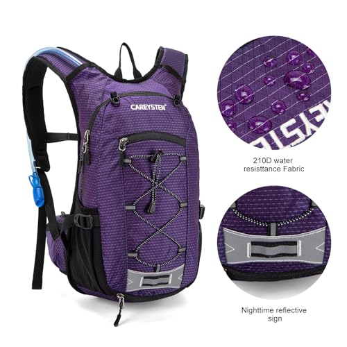 Carey STEN Hydration Backpack Hiking Pack Equipped 2L Water Bag - color: Purple;