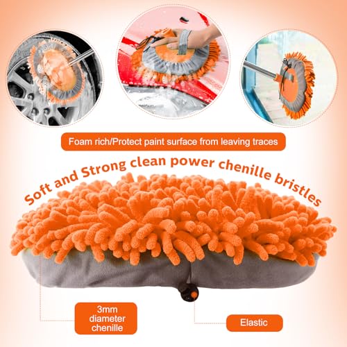 Layhit 5 Pcs Car Wash Mitt Set, Brush Not Included, Orange - color: Orange
