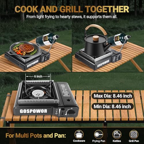 Propane or Butane Stove, Dual Fuel Propane Stove for Camping, 10,000 BTU Automatic Ignition Portable Gas Stove with Carrying Case & Windblocker & Griddle for Hiking(Fuel Not Included) - color: Pure Black