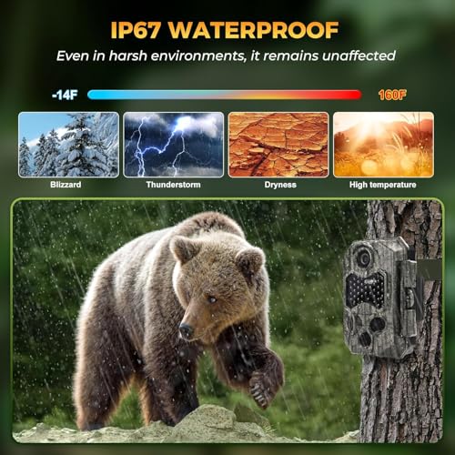 4K 84MP WiFi Trail Camera, Wildlife Camera with Night Vision | Game Camera with 0.1s Trigger & 130°Wide Angle, Trail Cameras with IP67 Waterproof Suitable for Outdoor Wildlife Detection