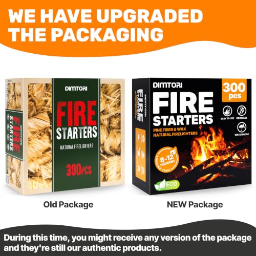 300 pcs Fire Starter - Natural Fire Starters for Campfires, Fire Pit, Pizza Oven, Fireplace, Smoker, BBQ, Pellet Stove & Wood - Fire Starters for Grill, Charcoal Starter - size: 300 pieces