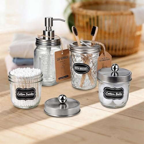 Amolliar Mason Jar Liquid Soap Dispenser Pump Lid, Brushed Nickel 6 Pack | Stainless Steel Soap Pump 16oz Regular Mouth Jar, Farmhouse Decor, Hand Soap, Dish Soap, Lotion Soap Lid, Extra 3 Long Tubes - color: Brushed Nickel, size: 6 Pack