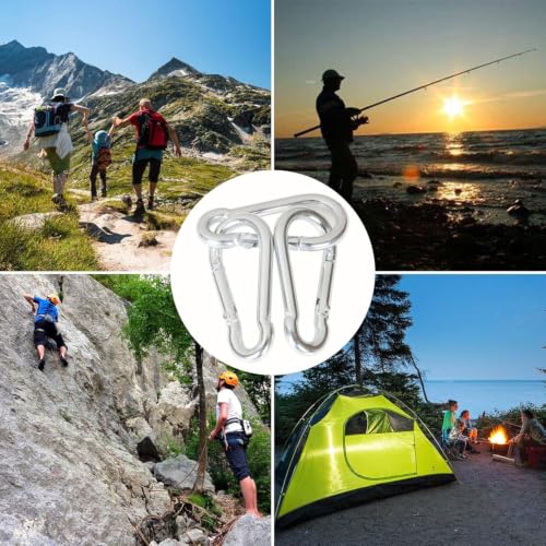 60Pcs Stainless Steel Carabiner Clip Spring-Snap Hook 1/4 in, M6 2 3/8 Inch Small Heavy Duty Carabiner Clips for Hammock, Punching Bag, Swing, Gym