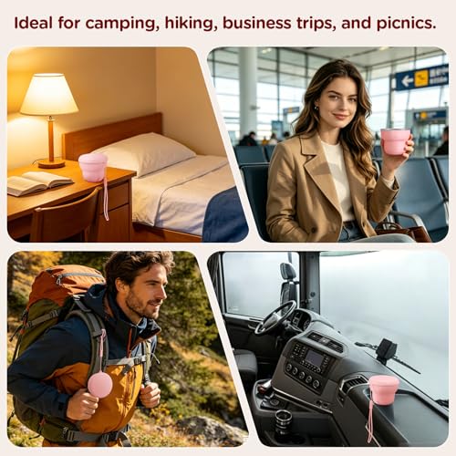 Silicone Collapsible Travel Cup with Lid, 7oz/200ml BPA-Free, Portable for Travel, Business Trip, Camping, Hiking, Picnic, RV & Backyard Party (Brown) - color: Brown