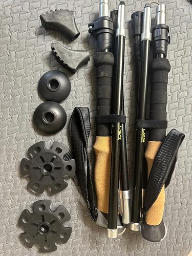 rb24 7075 Aluminum Trekking Poles, Lightweight Collapsible Hiking Poles with Quick Lock, EVA Foam Grip, Wrist Straps, Rubber Tips & Mud/Snow Baskets for Trails & Walking