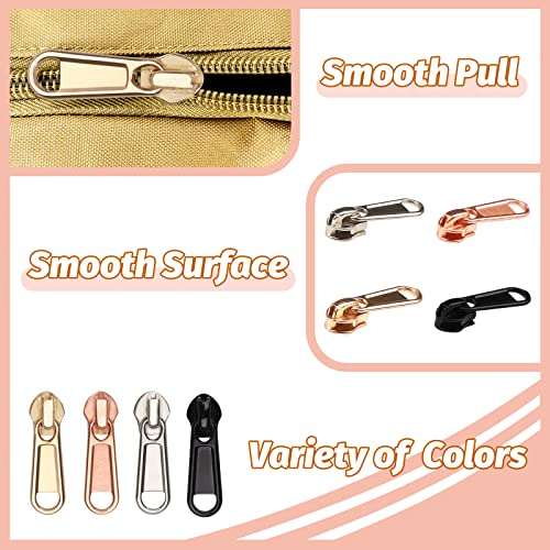 DOITEM 24Pcs Zipper Repair Kit Zippers Replacement 5# Zipper Pull Rescue Kit for Clothing Jackets Purses Luggage Backpacks (4 Colors) - color: #5 Zipper Sliders 24pcs