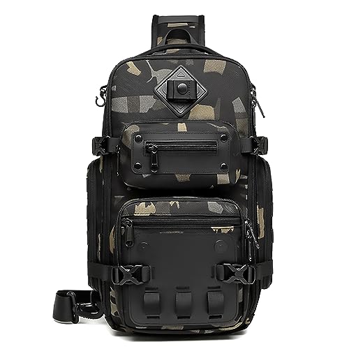 OZUKO Tactical Backpack Chest Sling Bags for Men, Waterproof Crossbody Shoulder Daypack for Outdoor Walking Hiking Trekking (Camo) - color: Camo
