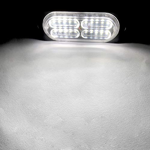 12-24V 20-LED Super Bright Emergency Strobe Warning Caution Hazard Construction Waterproof Flashing Strobe LED Light Bar Surface Mount for Car Truck SUV Van (White) - color: White