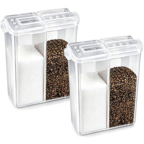 2Pcs Mini Salt and Pepper Shakers, Travel Spice Containers, Portable Seasoning Set, Refillable Plastic Jars with Lids for Home Kitchen, Restaurant, Wedding, Camping, RV, BBQ, Picnic Cooking - size: 2pcs