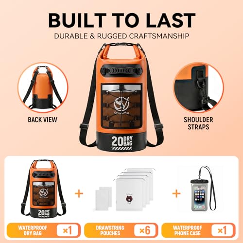 Waterproof Dry Bag, Kayaking Paddle Boarding Floating Backpack 20L Orange - color: Orange, size: 20L