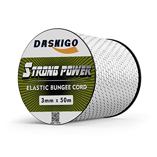 Elastic Bungee Shock Cord 3-8mm (White&Black, 1/8'' x 164FT) - color: White&black, size: 1/8'' x 164FT