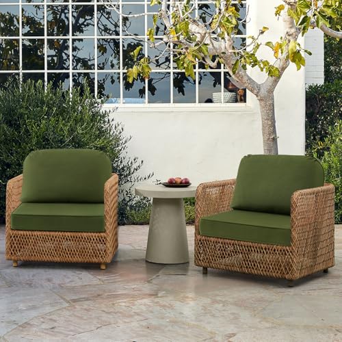 Outdoor Cushions for Patio Furniture Set of 2, 24"x24" Water Repellent Chair Cushions Removable Seat Bottom & Back Cushion Covers for Chair, Sofa, Couch, Deep Forest Green - color: Deep Forest Green, size: 24"x24"(24x20 Back)