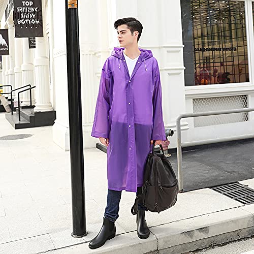 Rain Ponchos for Adults Reusable, 2-5 Pack Raincoat for Women Men, Waterproof Rain Coat Gear with Hood Drawstring - color: Blue+purple
