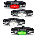 HOKOILN 4-Pack 1300LM LED Headlamp Rechargeable with Green & Red Light - color: Cool Black, size: 4 Packs