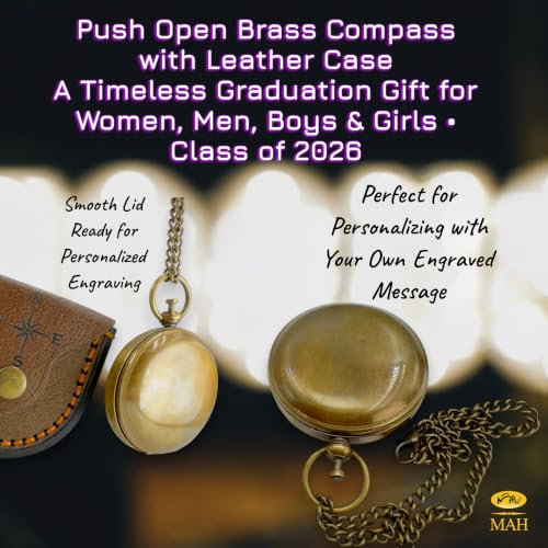 Brass Compass Gift – Push Button Compass Keepsake Gift for Son, Boys, Men, Graduation Gift, Birthday Gift Idea, Inspirational Motivational Gift for Him, Unique Gift Idea, Collectible Desk Decor - style: Brass Compass Gift – Antique Edition 2