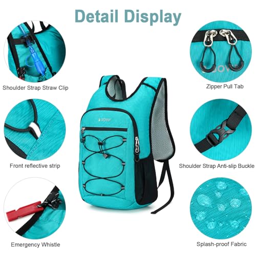 BOVIP Lightweight Hydration Back,15L Multipurpose Hiking Backpack with 1.5L Water Bladder ,Hydro Water Daypack for Cycling Hiking Rave for Men Women - size: Blue