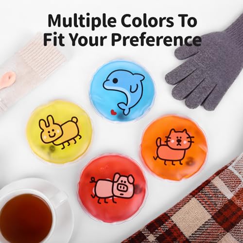 Click-Activated Hand Warmer 4-Pack, Portable Reusable Heat Pack, Cartoon Animal Design for Commute Office Outdoor Activities Winter Warmth, for All Ages