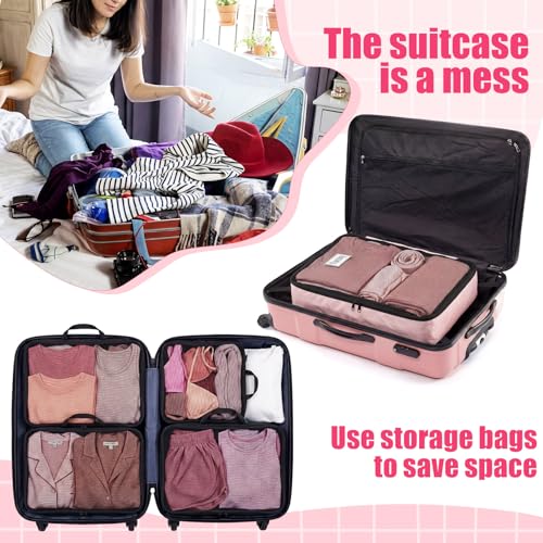 7 Pcs Packing Cubes for Travel Days of Week, Pink, L - color: Pink, size: L