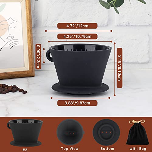 Segarty Silicone Pour Over Coffee Dripper, Black Collapsible Coffee Maker Single Cup with Storage Pouch, Camping Pourover Coffee Slow Brewer for Travel, Backpacking - color: Black, Silicone