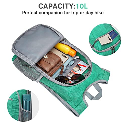 G4Free 10L/15L Hiking Backpack Lightweight Packable Hiking Daypack Small Travel Outdoor Foldable Shoulder Bag - color: Green, size: 10L