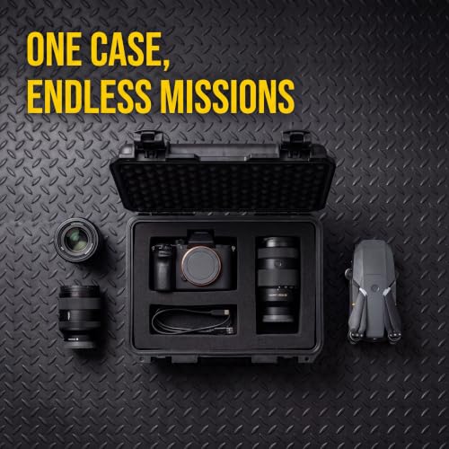 MEIJIA Premium Waterproof Hard Camera Case,Hard Case with customizable fit foam,Full Protection with Light&Convenient Design,Elegant Black (16.19"x12.69"x6.62") - size: 16.19"x12.69"x6.62"