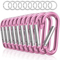 sprookber 3" Aluminum Carabiner D Ring, Caribeener Clips, Spring Snap Hook for Keychain Clip, Set of 10 - color: Pink