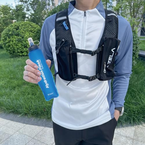 Running Water Bottle Handheld Plastic Flask Hydration Vest Packs Waist Belt Replacement for Runners Marathon Cycling Hiking - color: 03 Soft Flasks - Blue - 250ml/8.45oz - 2 Packs