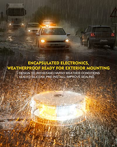 LUMENIX Amber White LED Rooftop Warning Beacon Strobe Light for Trucks - color: White Amber